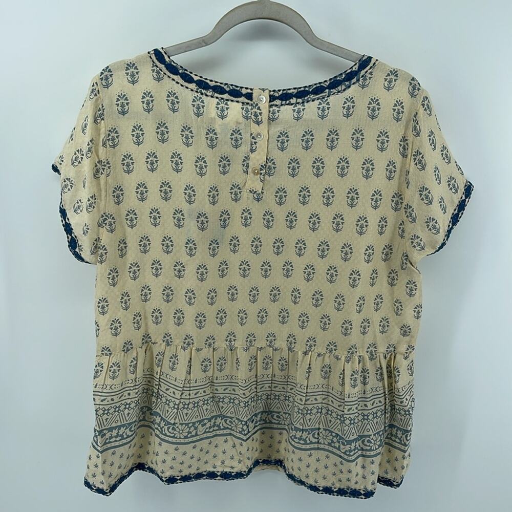 NWT Sigrid Olsen 100% modal printed scoop neck short sleeve peplum top sz L - Picture 6 of 6